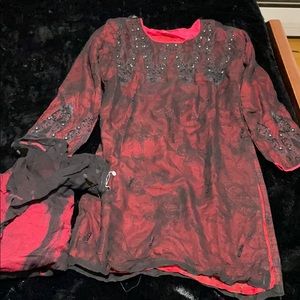 red and black shalwar kameez